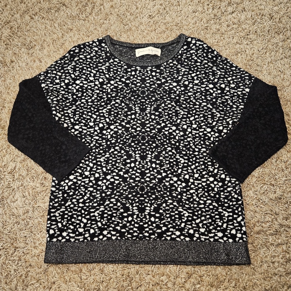 Graham & Spencer‎ Womens Size M Cashmere Blend Sweater Black White Speckled